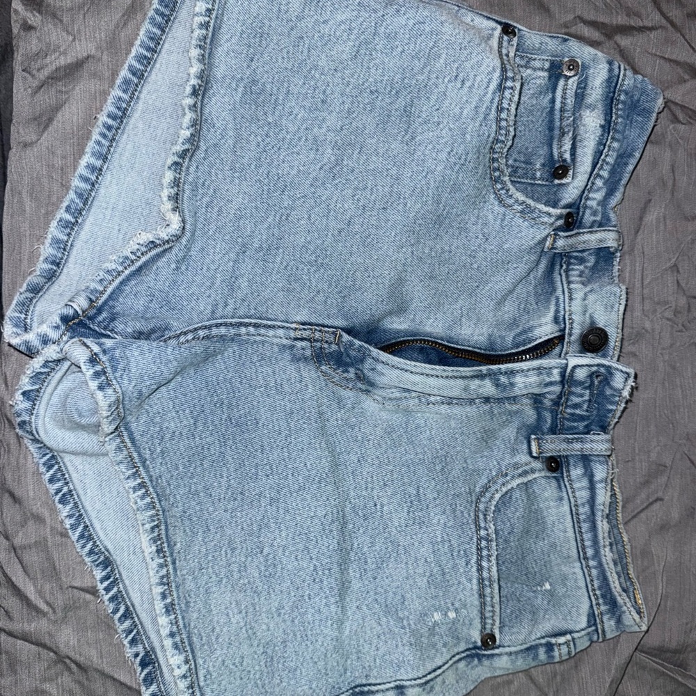 Abercrombie & Fitch Light Blue High Rise Denim Shorts